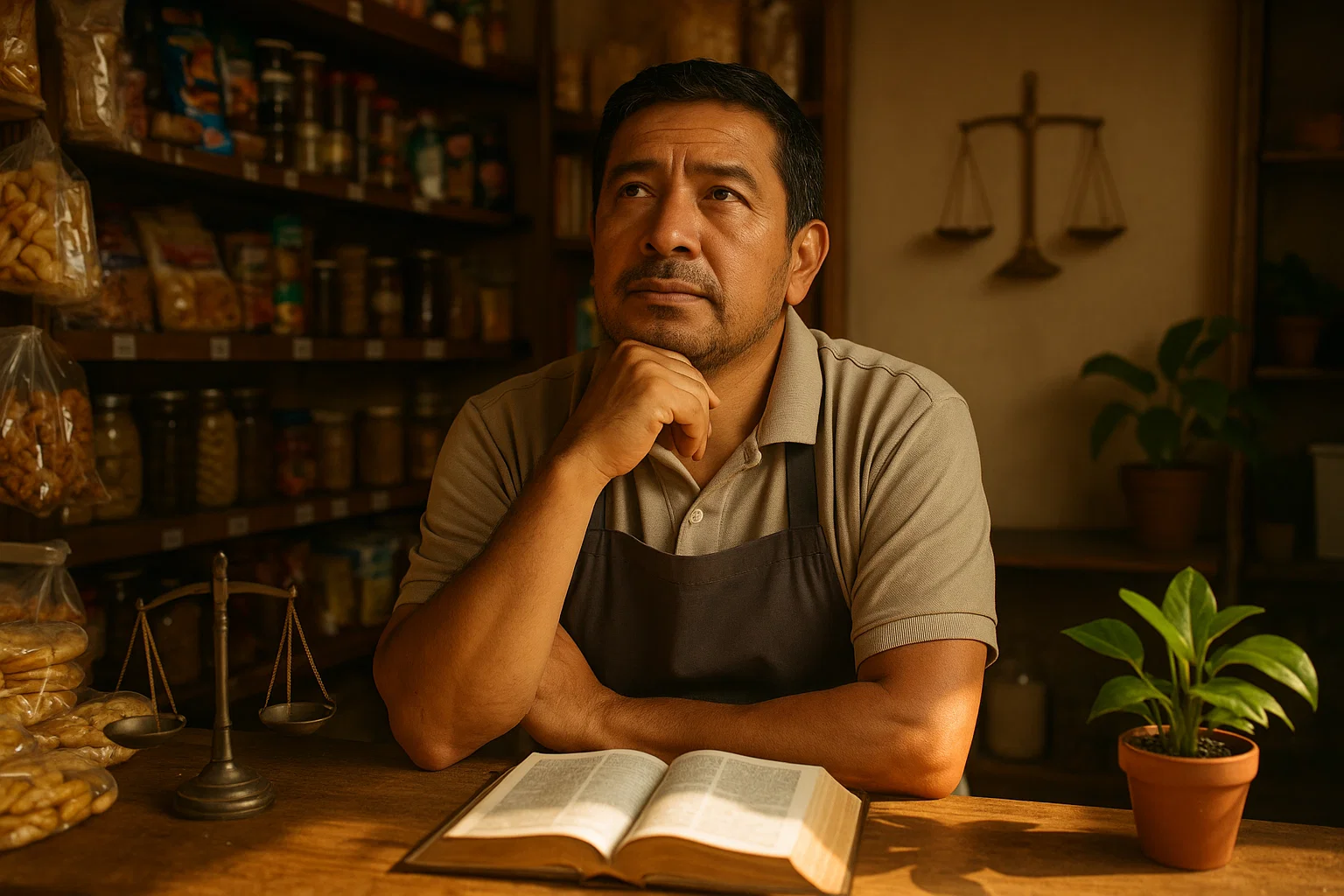 Hombre reflexionando sobre los 10 mandamientos para prosperar en los negocios