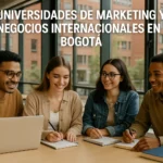 estudiantes en universidad de Bogotá estudiando marketing y negocios internacionales