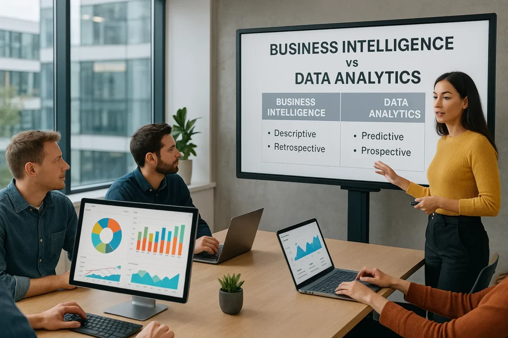 Business Intelligence vs Data Analytics: diferencias clave 1 Representación visual de las diferencias entre Business Intelligence y Data Analytics