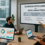 Representación visual de las diferencias entre Business Intelligence y Data Analytics