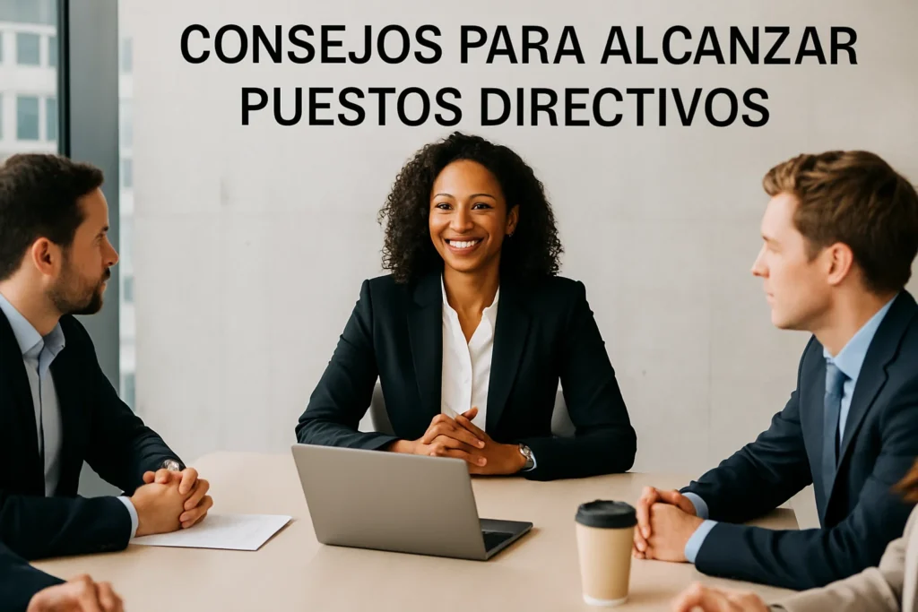 10 consejos para alcanzar puestos directivos y crecer profesionalmente 1 Ejecutiva en reunión aplicando consejos para alcanzar puestos directivos