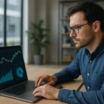 Persona analizando finanzas personales con habilidades financieras clave.