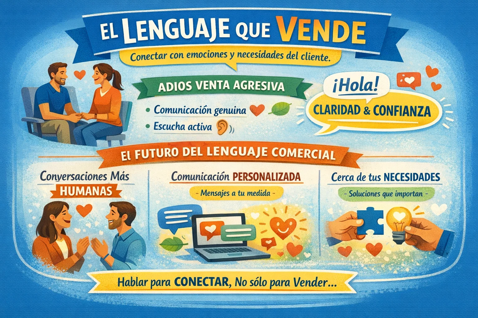 Conversación cercana usando lenguaje que vende entre vendedor y cliente