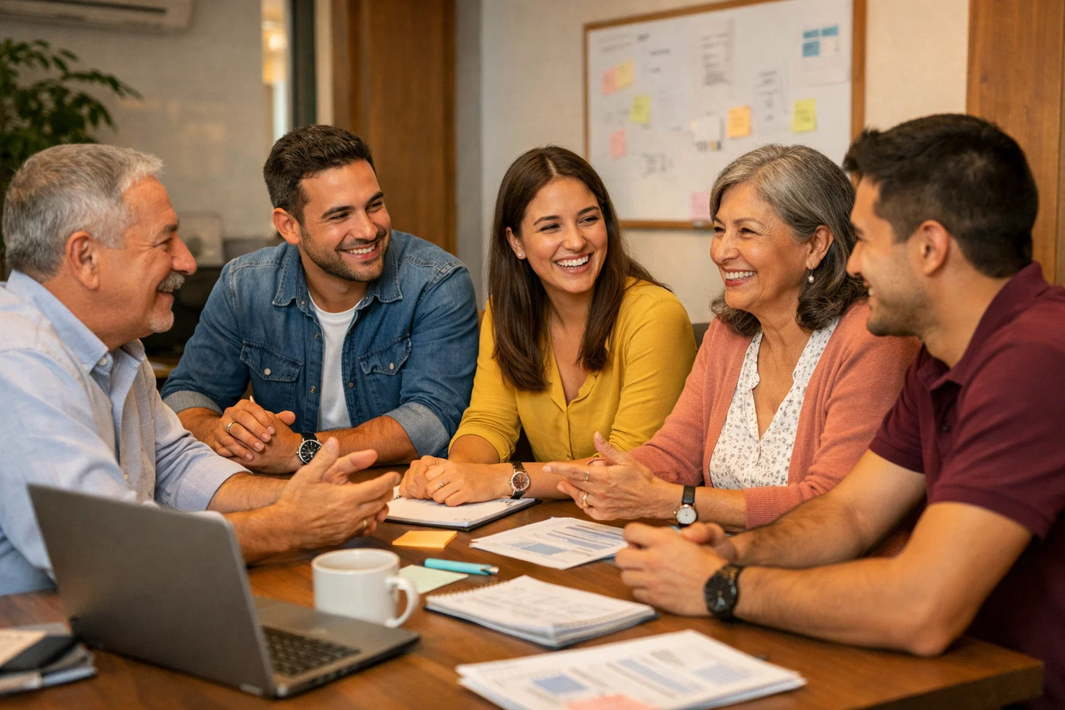 Equipo de trabajo practicando comunicación interna efectiva en una empresa