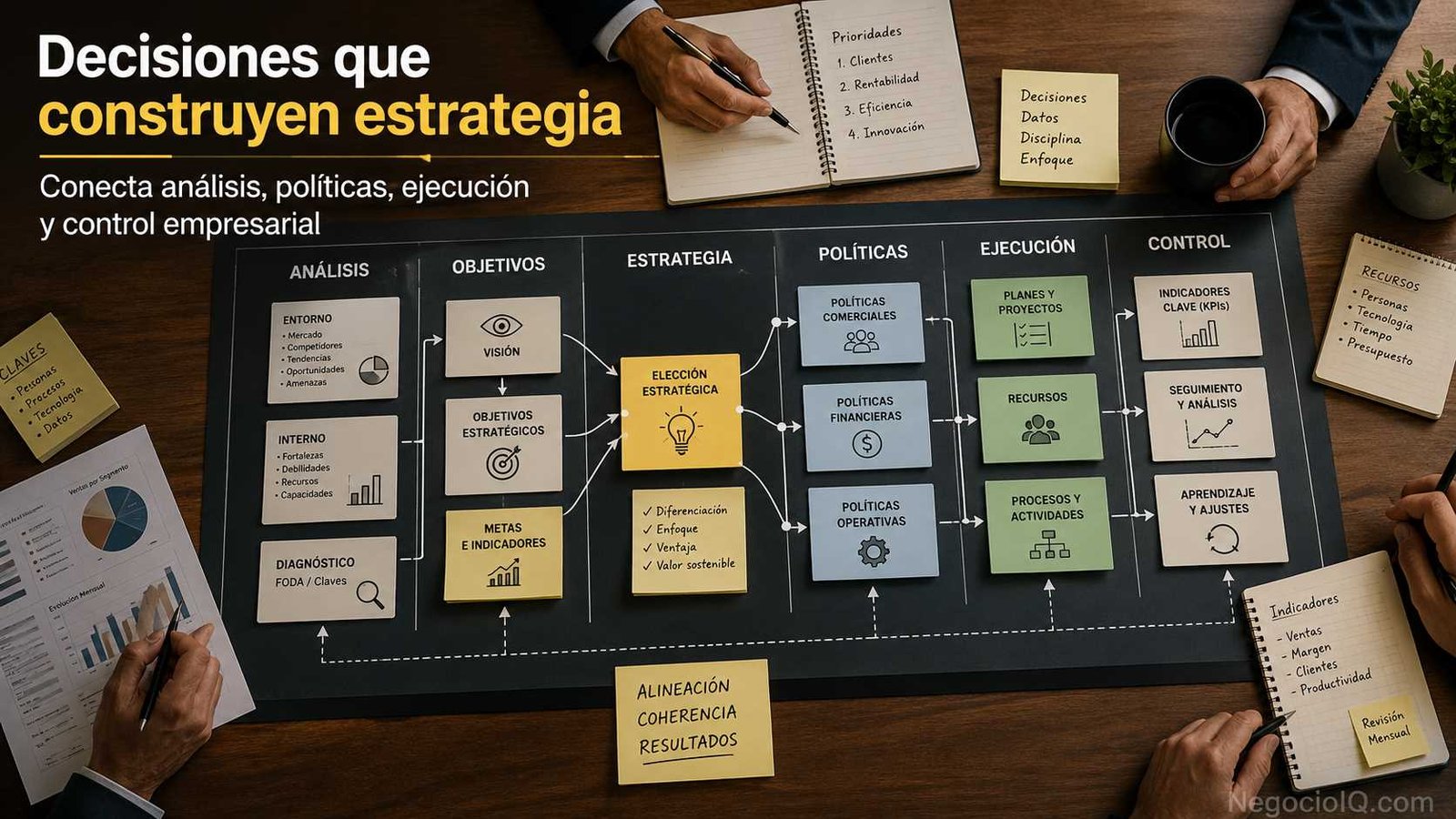 Administración estratégica y política de negocios conectadas visualmente