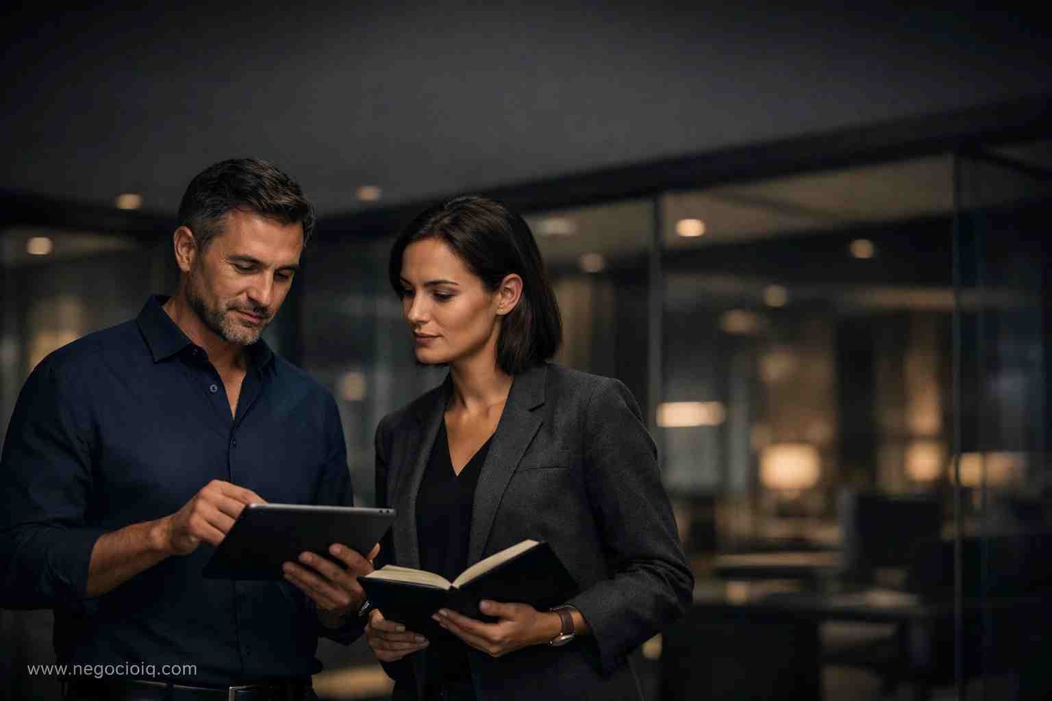 Profesionales analizando finanzas en una empresa en oficina moderna