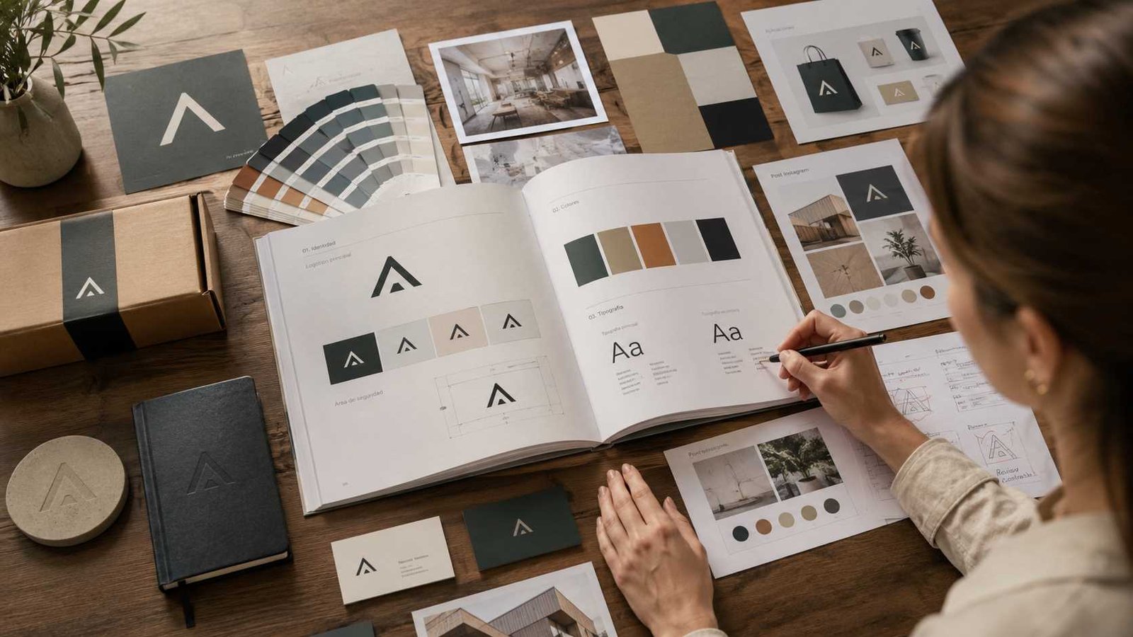 Brand book ejemplos: qué incluye y cómo crear uno 1 Brand book ejemplos con colores, tipografías, logo y aplicaciones de marca.