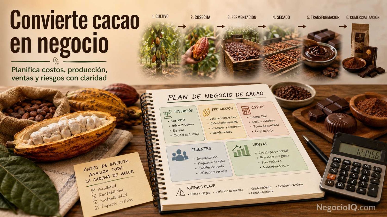Plan de negocio de cacao con costos, producción y ventas