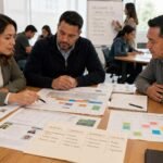 Equipo de Recursos Humanos planificando un programa de capacitación de una empresa