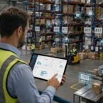 ERP warehouse management conectando inventario y operaciones de un almacén moderno